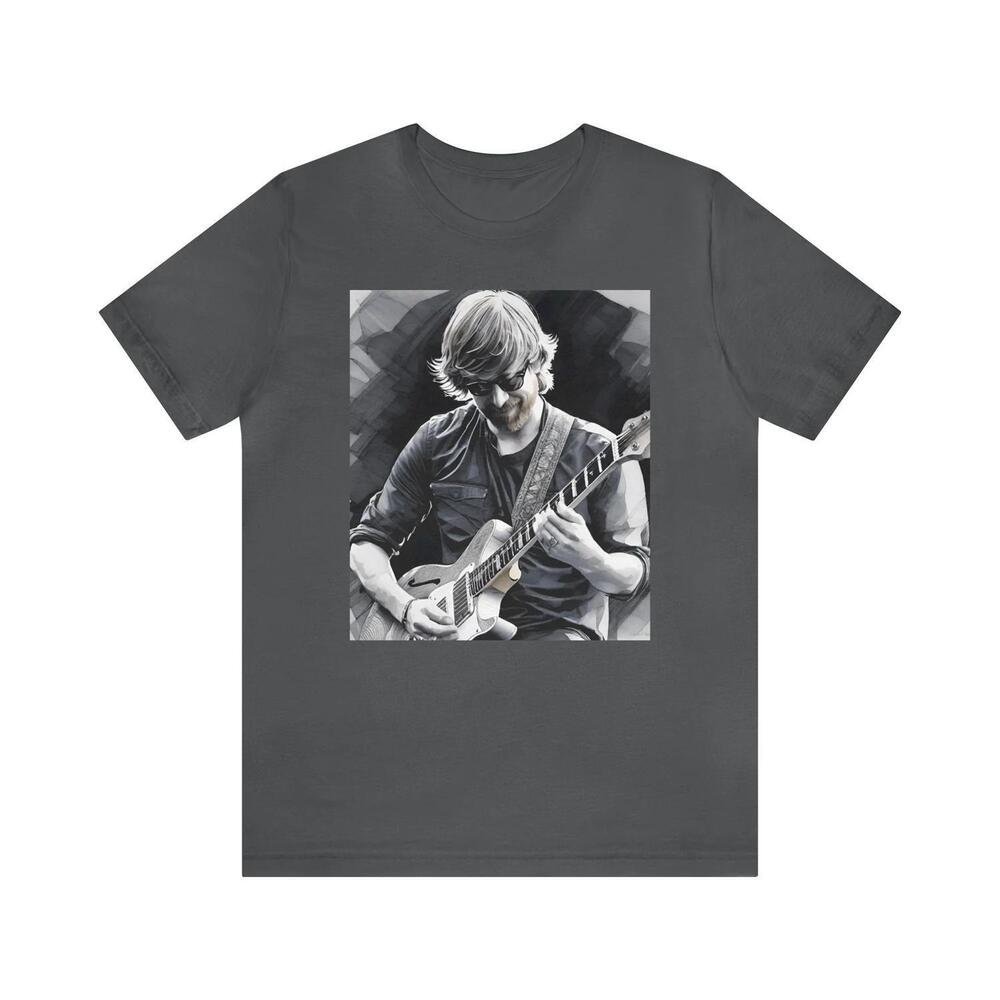 Jam Band Guitarist Sketch Short Sleeve Tee Hand-Drawn Music Design Unisex